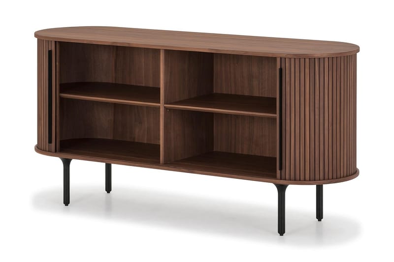 Noira Smalt Sideboard Ribbad Valnöt 150x45 cm - Massiv Valnöt / Brun - Förvaring - Förvaringsmöbler - Sideboard & skänk