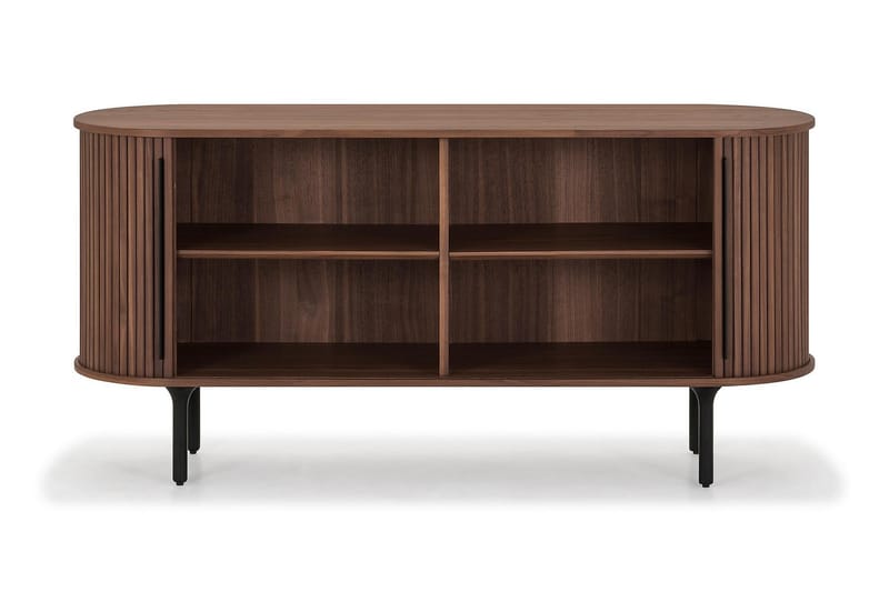 Noira Smalt Sideboard Ribbad Valnöt 150x45 cm - Massiv Valnöt / Brun - Förvaring - Förvaringsmöbler - Sideboard & skänk