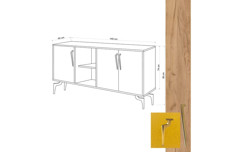 Sideboard 40x140 cm - Natur/Grön/Svart - Sideboard & skänk