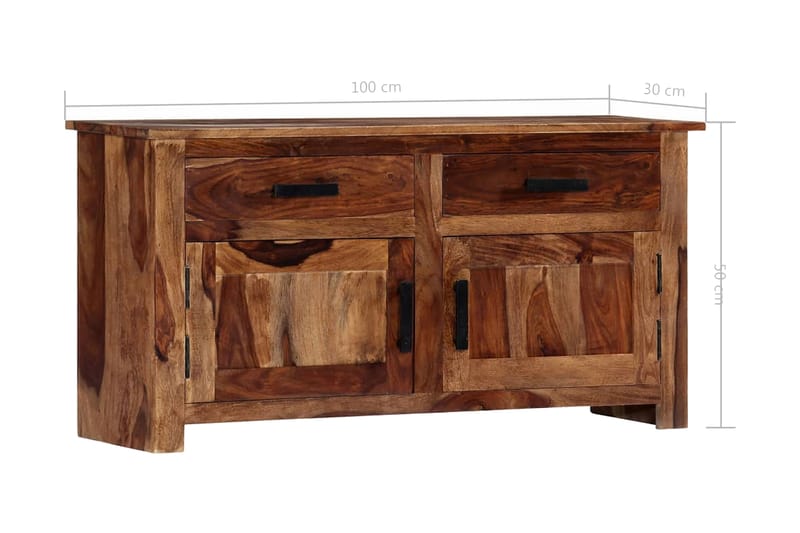 Skänk 100x30x50 cm massivt sheshamträ - Brun - Förvaring - Förvaringsmöbler - Sideboard & skänk