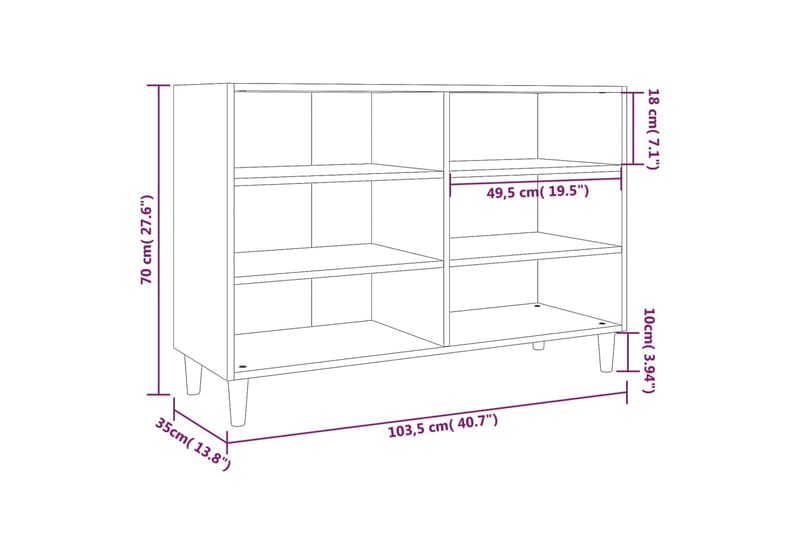 Skänk brun ek 103,5x35x70 cm spånskiva - Brun - Sideboard & skänk