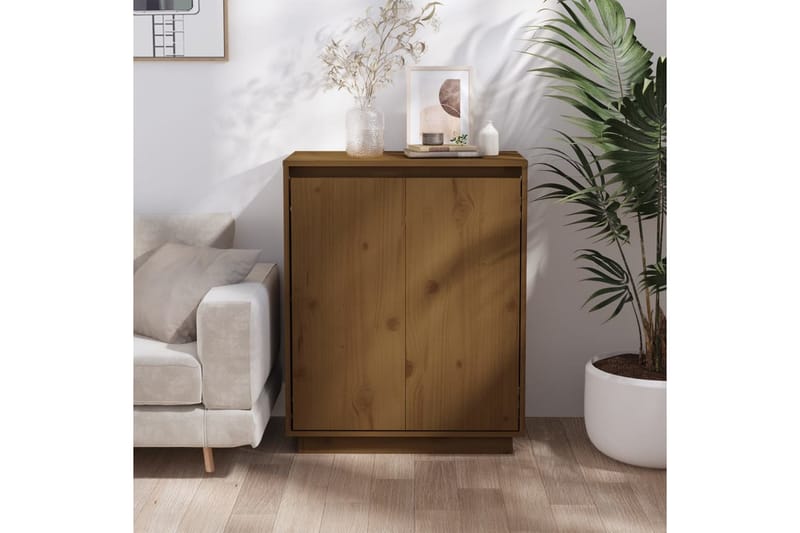 Skänk honungsbrun 60x34x75 cm massiv furu - Brun - Sideboard & skänk