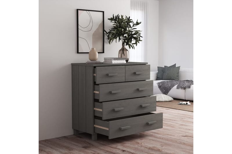 Skänk ljusgrå 79x40x80 cm massiv furu - Ljusgrå - Sideboard & skänk