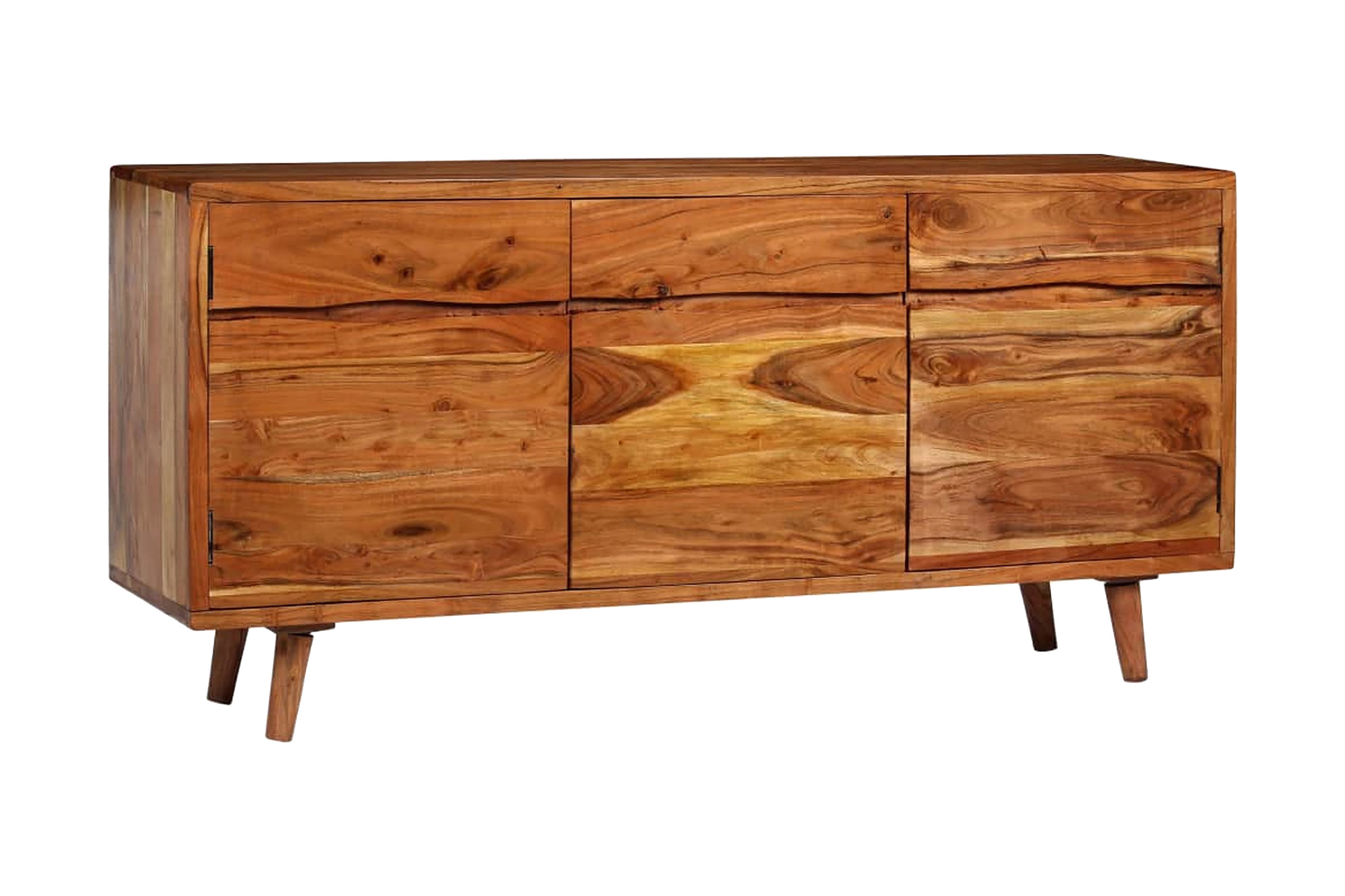 Manor House Skänk massivt trä med snidade dörrar 160x40x75 cm - Brun Sideboard & skänk Trä