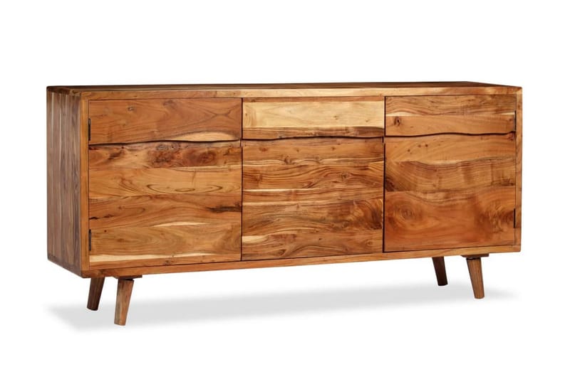 Skänk massivt trä med snidade dörrar 160x40x75 cm - Brun - Sideboard & skänk