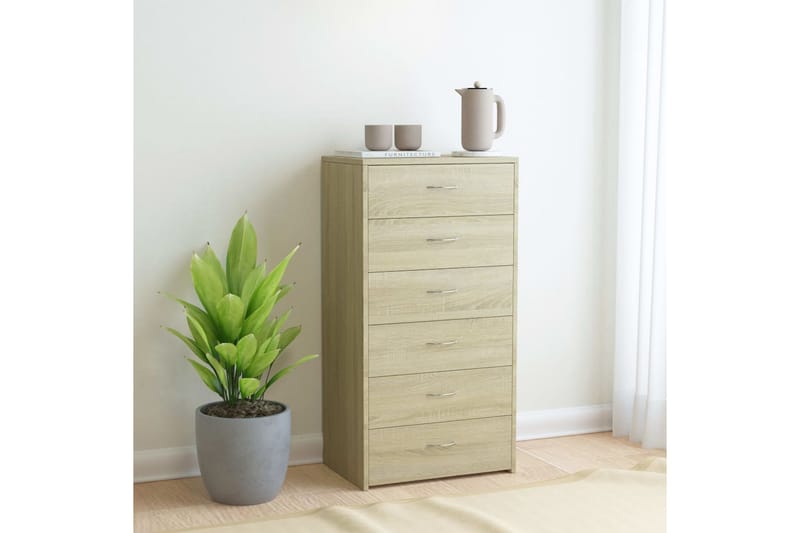 Skänk med 6 lådor sonoma-ek 50x34x96 cm spånskiva - Brun - Sideboard & skänk