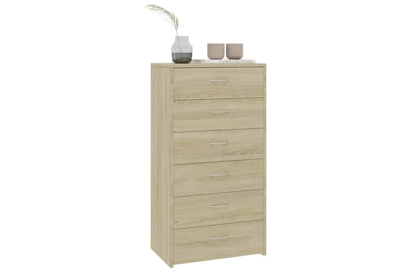 Skänk med 6 lådor sonoma-ek 50x34x96 cm spånskiva - Brun - Förvaring - Förvaringsmöbler - Sideboard & skänk