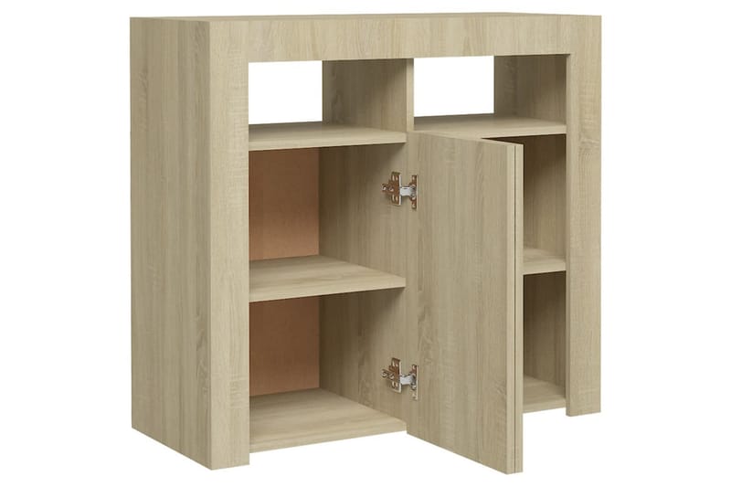 Skänk med LED-belysning sonoma-ek 80x35x75 cm - Brun - Sideboard & skänk