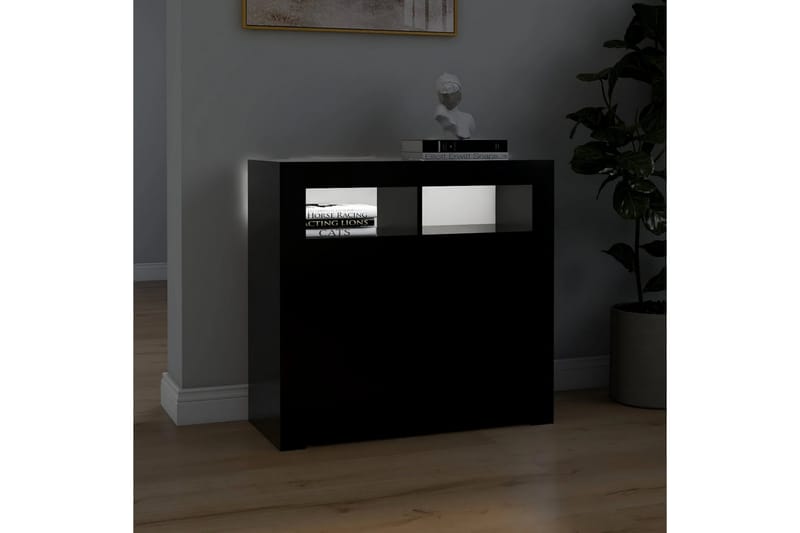 Skänk med LED-belysning svart 80x35x75 cm - Svart - Sideboard & skänk