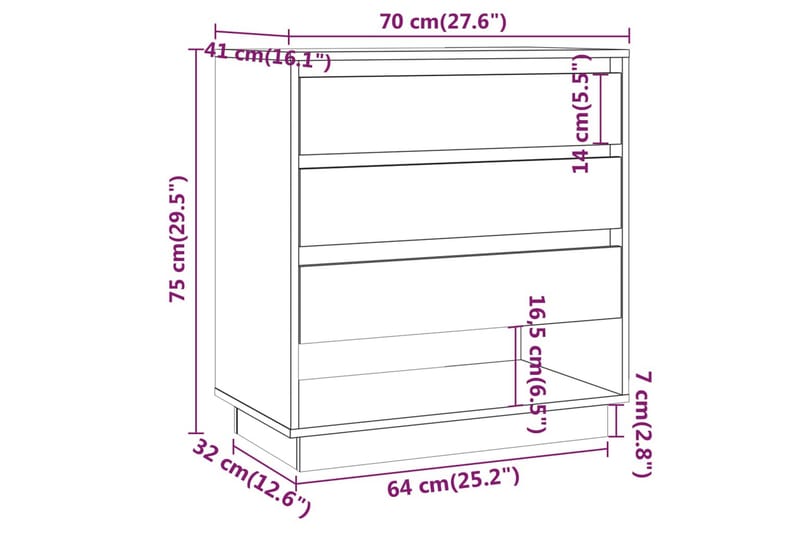 Skänk rökfärgad ek 70x41x75 cm spånskiva - Rökfärgad ek - Sideboard & skänk