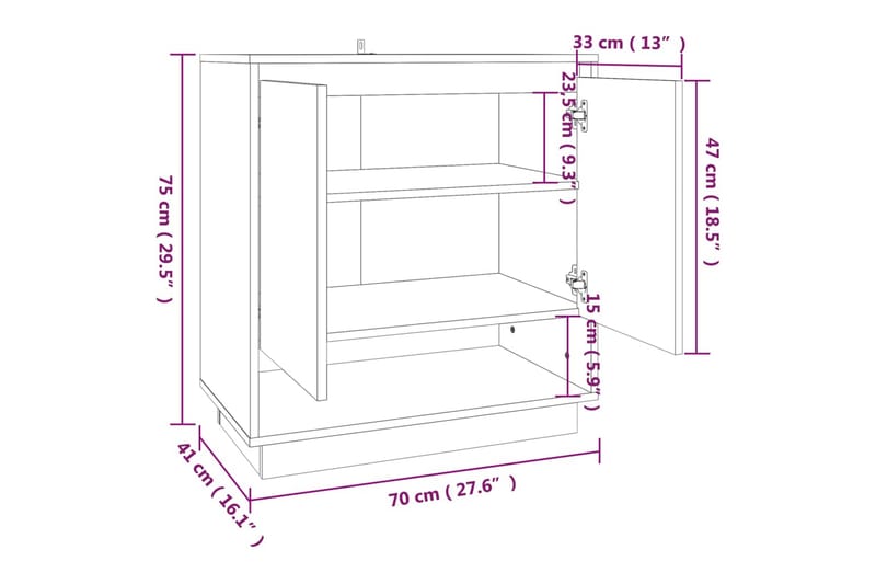 Skänk sonoma-ek 70x41x75 cm spånskiva - Ek - Sideboard & skänk