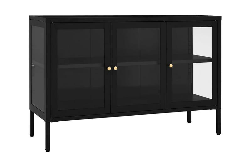Skänk svart 105x35x70 cm stål och glas - Svart - Sideboard & skänk - Konsolbord & sidobord
