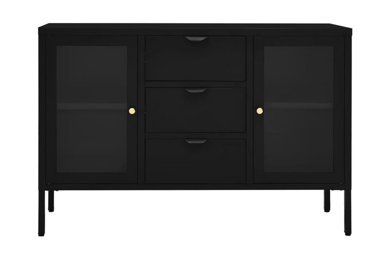 Skänk svart 105x35x70 cm stål och härdat glas - Svart - Sideboard & skänk