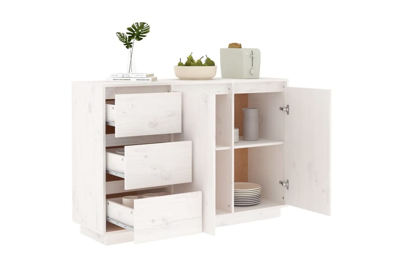 Skänk vit 111x34x75 cm massiv furu - Vit - Sideboard & skänk