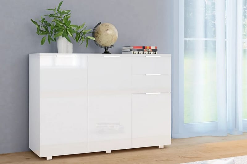 Skänk vit högglans 107x35x76 cm - Vit - Sideboard & skänk