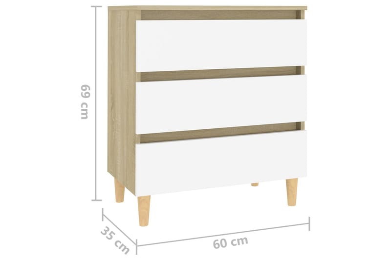 Skänk vit och sonoma-ek 60x35x69 cm spånskiva - Vit/ek - Sideboard & skänk