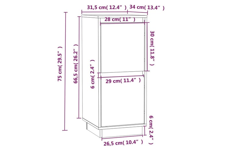 Skänkar 2 st honungsbrun 31,5x34x75 cm massiv furu - Brun - Sideboard & skänk