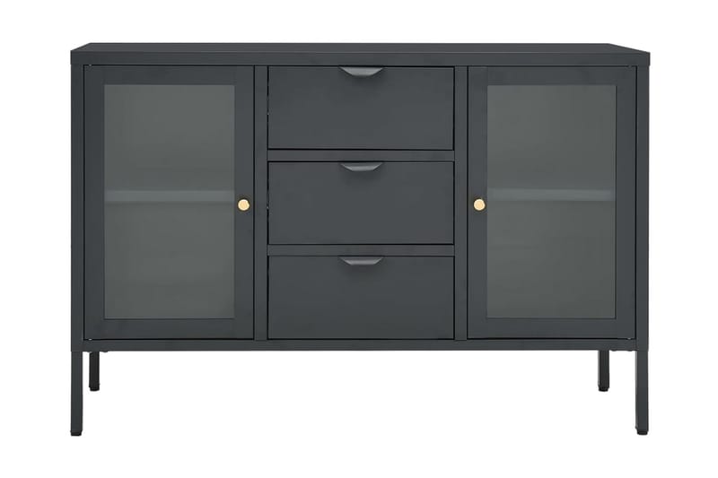 Skänk antracit 105x35x70 cm stål och härdat glas - Grå - Sideboard & skänk