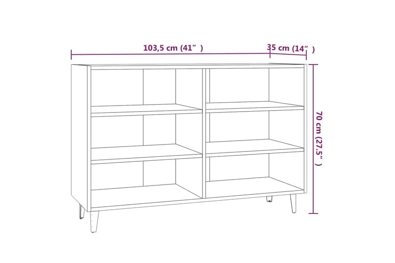 Skänk brun ek 103,5x35x70 cm spånskiva - Brun - Sideboard & skänk