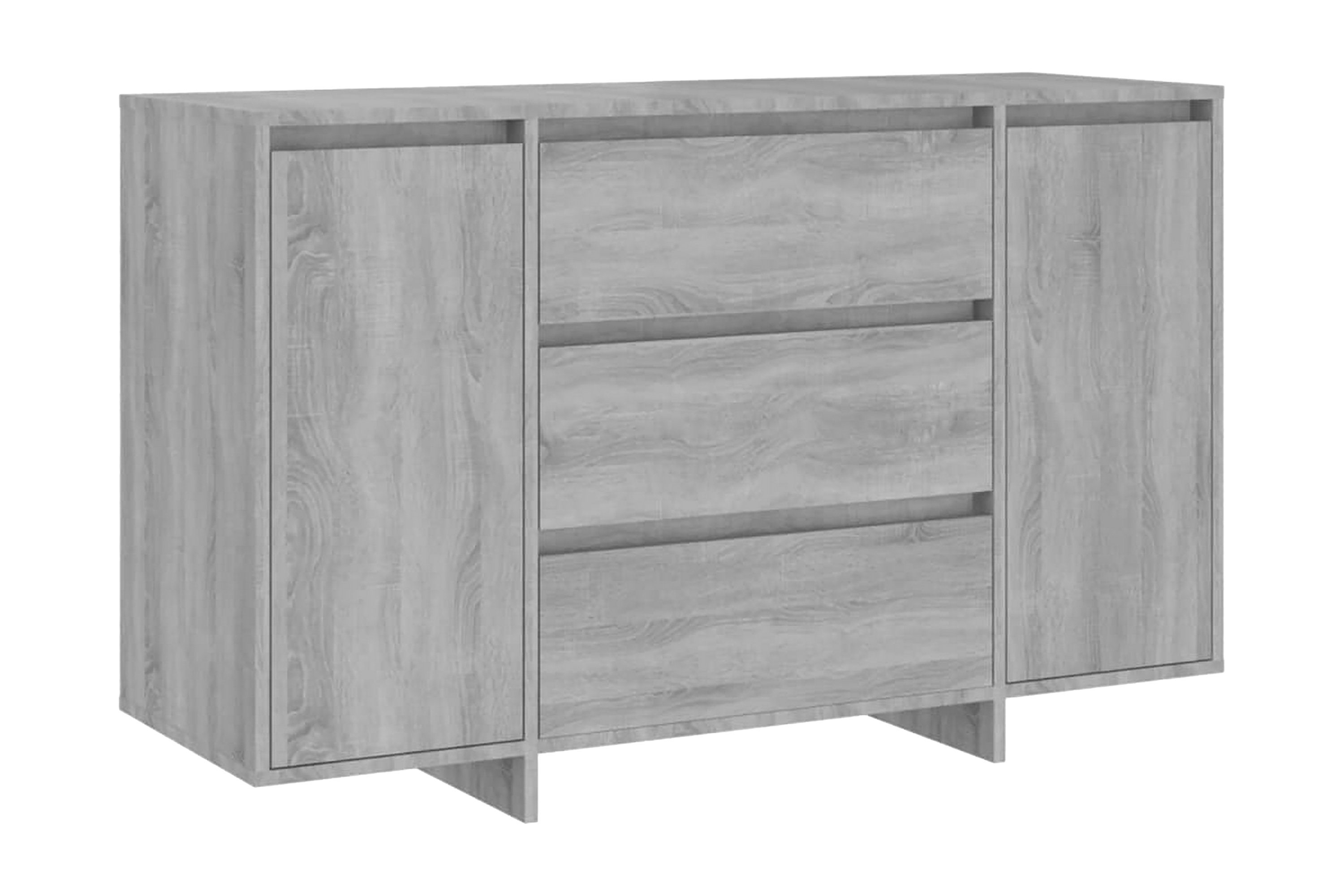 Skänk med 3 lådor grå sonoma 120x41x75 cm spånskiva - Grå Sideboard & skänk Trä