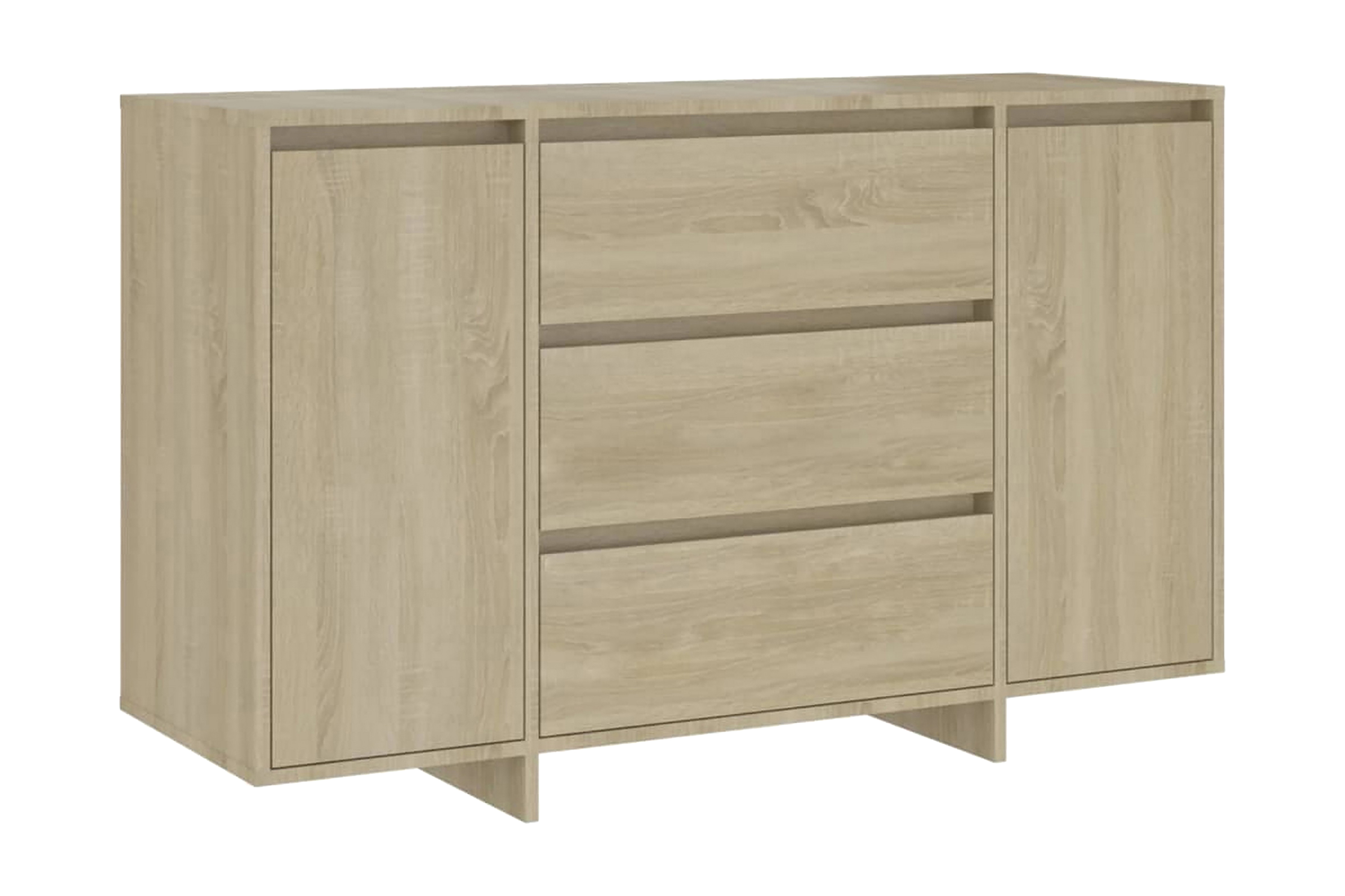 Skänk med 3 lådor sonoma-ek 120x41x75 cm spånskiva - Ek Sideboard & skänk Brun Trä