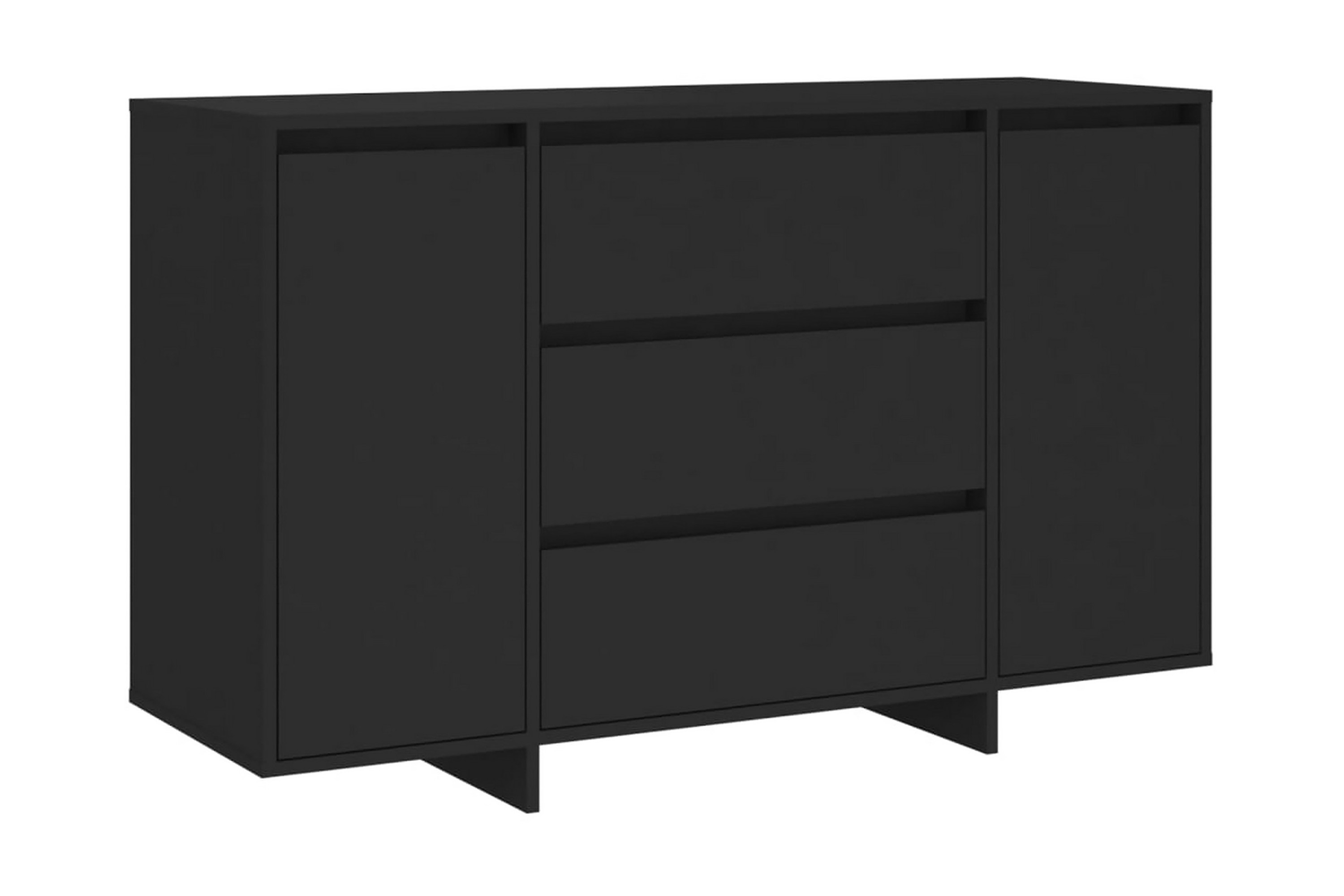 Skänk med 3 lådor svart 120x41x75 cm spånskiva - Svart Sideboard & skänk Trä