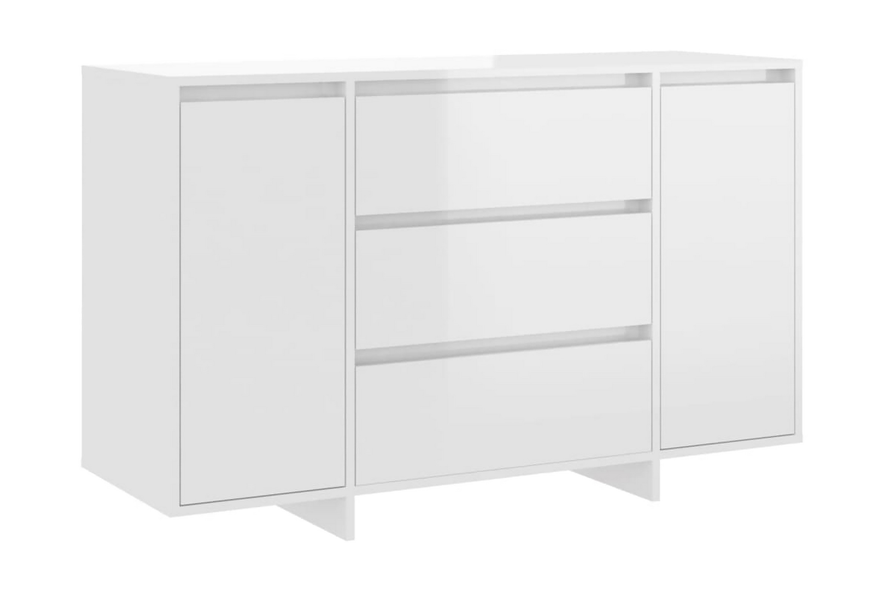 Skänk med 3 lådor vit högglans 120x41x75 cm spånskiva - Vit Sideboard & skänk Trä