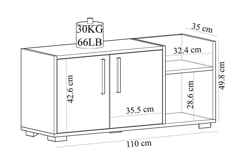 Rinorea Skoskåp 110x49,8 cm - Vit - Förvaring - Hallförvaring