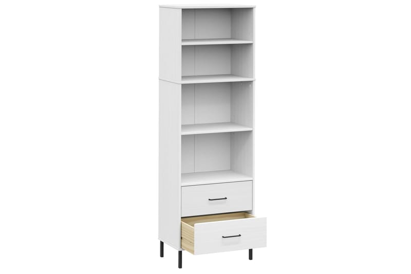 beBasic Bokhylla med 2 lådor OSLO vit 60x35x180 cm massivt trä - White - Bokhylla