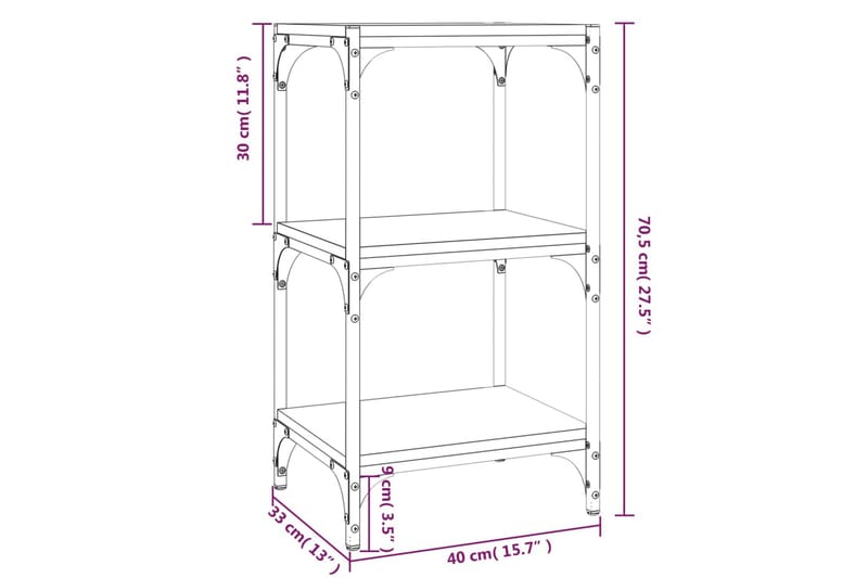 beBasic Bokhylla rökfärgad ek 40x33x70,5 cm konstruerat trä och stål - Brown - Bokhylla