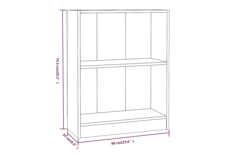 beBasic Bokhylla rökfärgad ek 60x24x74,5 cm konstruerat trä - Brown - Bokhylla