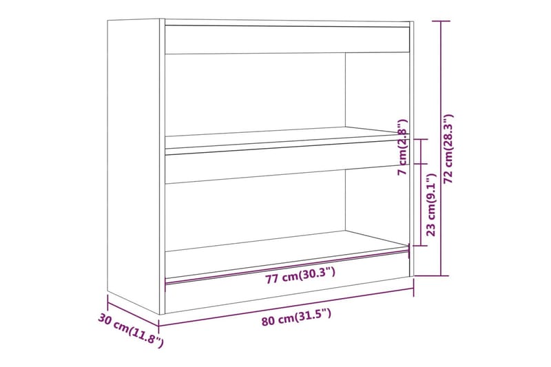 beBasic Bokhylla/rumsavdelare brun ek80x30x72 cm - Brown - Förvaring - Hylla - Bokhylla