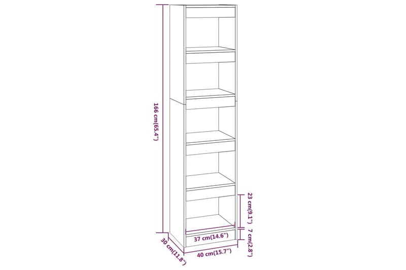 beBasic Bokhylla/Rumsavdelare vit 40x30x166 cm - White - Bokhylla