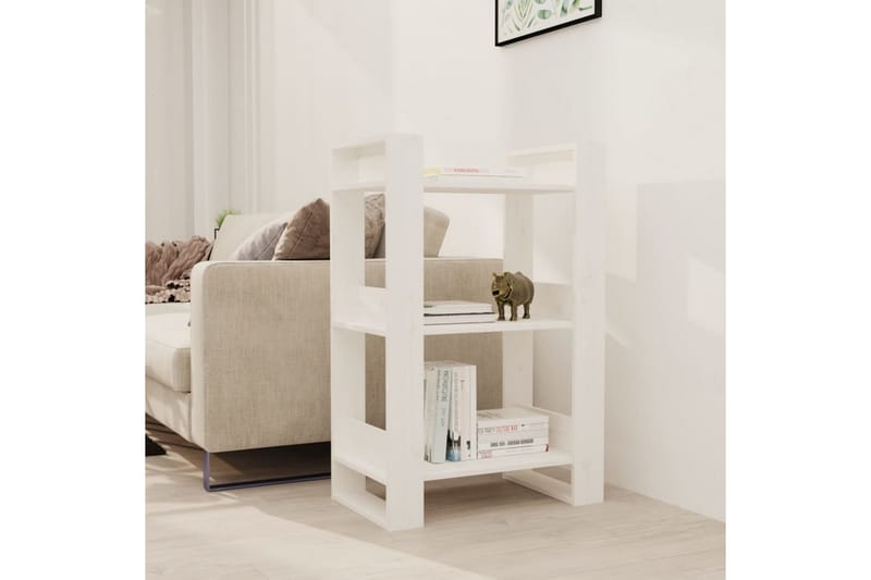 beBasic Bokhylla/rumsavdelare vit 60x35x91 cm massiv furu - White - Bokhylla