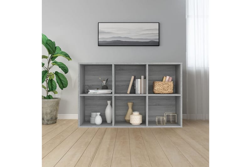 beBasic Bokhylla/skänk rökfärgad Grå Sonoma 66x30x98 cm konstruerat trä - Grey - Bokhylla