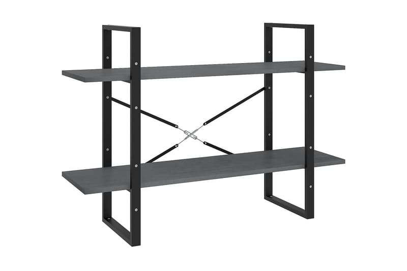 Bokhylla 2 hyllplan grå 100x30x70 cm massiv furu - Grå - Bokhylla