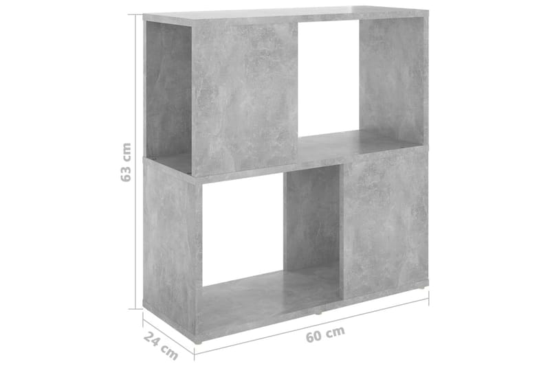 Bokhylla betonggrå 60x24x63 cm spånskiva - Betonggrå - Förvaring - Hylla - Bokhylla