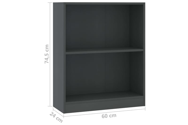 Bokhylla grå 60x24x74,5 cm spånskiva - Grå - Förvaring - Hylla - Bokhylla