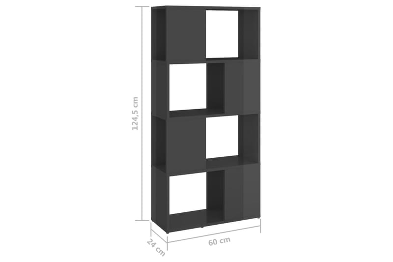 Bokhylla Rumsavdelare grå högglans 60x24x124,5 cm - Grå högglans - Bokhylla