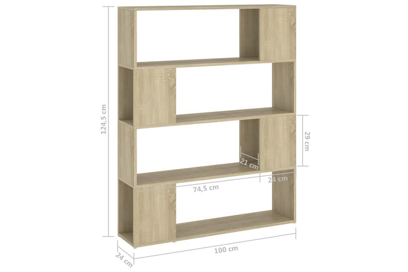 Bokhylla Rumsavdelare sonoma-ek 100x24x124 cm - Brun - Bokhylla