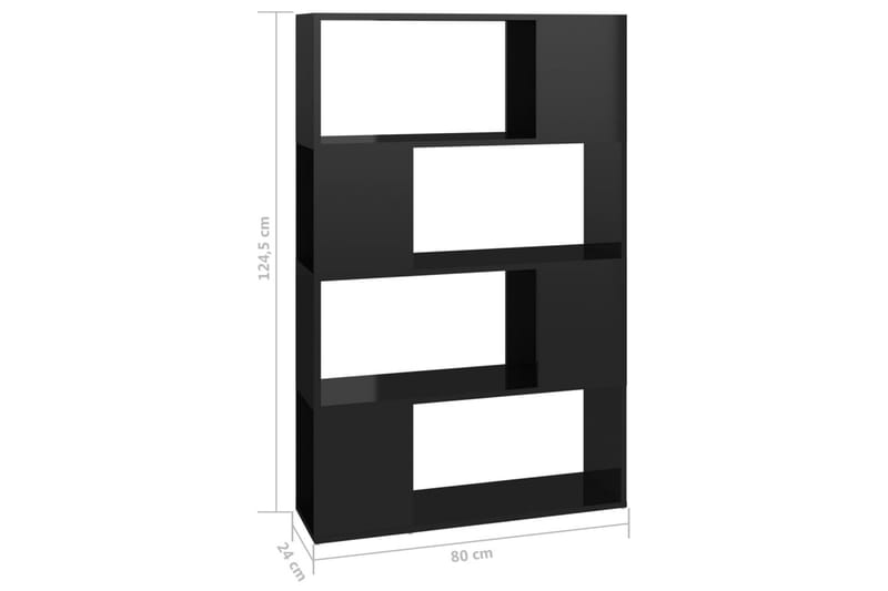 Bokhylla Rumsavdelare svart högglans 80x24x124,5 cm - Svart högglans - Bokhylla