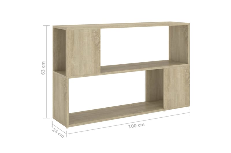 Bokhylla sonoma-ek 100x24x63 cm spånskiva - Brun - Bokhylla