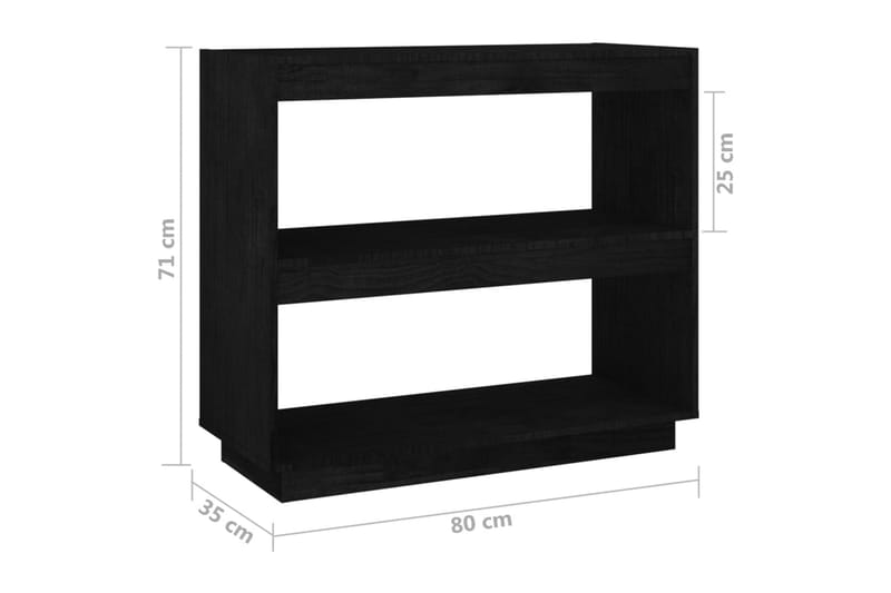 Bokhylla svart 80x35x71 cm massiv furu - Svart - Förvaring - Hylla - Bokhylla