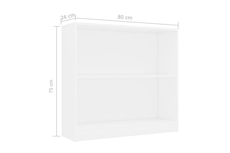 Bokhylla vit 80x24x75 cm spånskiva - Vit - Förvaring - Hylla - Bokhylla