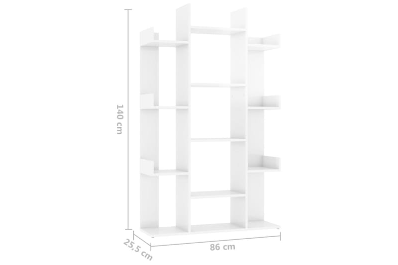 Bokhylla vit högglans 86x25,5x140 cm spånskiva - Vit - Bokhylla