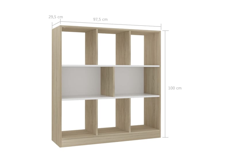 Bokhylla vit och sonoma-ek 97,5x29,5x100 cm spånskiva - Flerfärgad - Förvaring - Hylla - Bokhylla