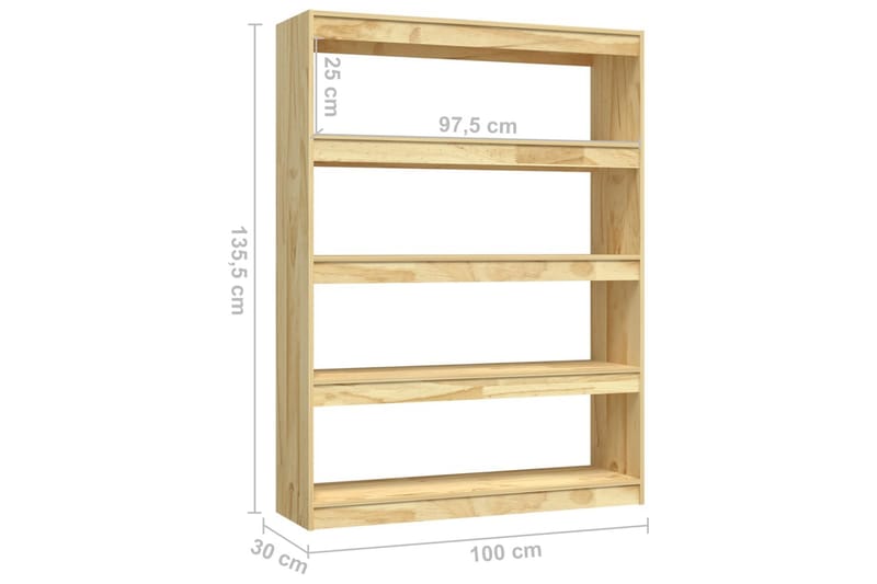 Bokhylla/Rumsavdelare 100x30x135,5 cm furu - Brun - Bokhylla