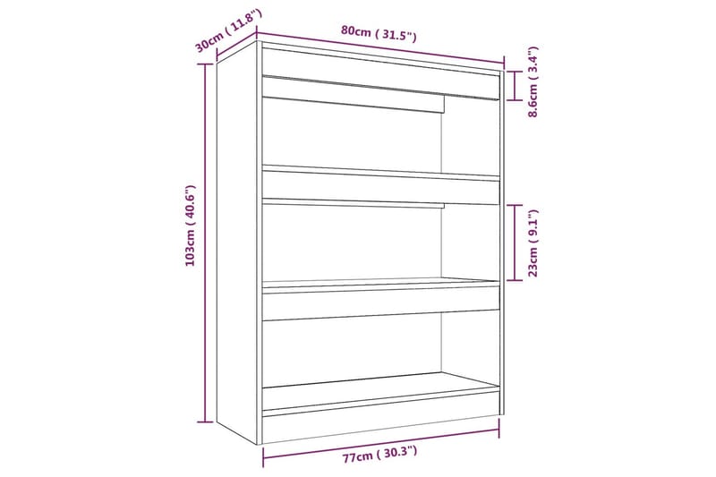 Bokhylla/Rumsavdelare betonggrå 80x30x103 cm konstruerat trä - Grå - Bokhylla