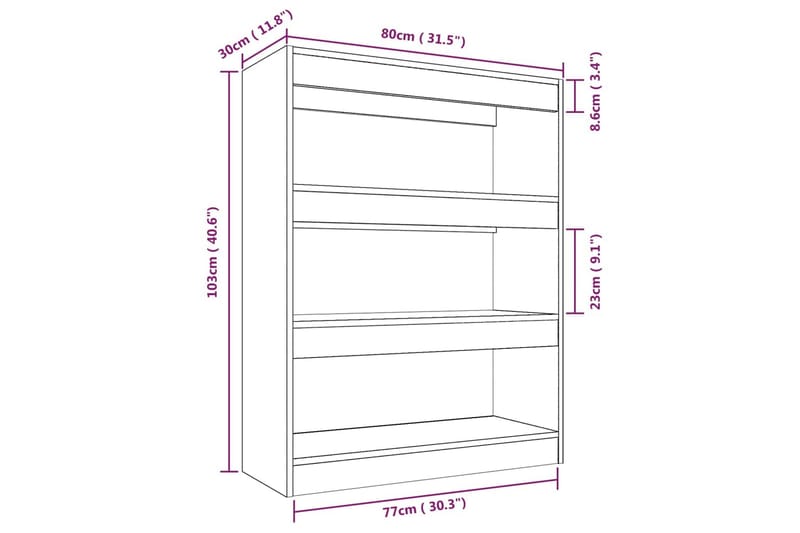 Bokhylla/Rumsavdelare brun 80x30x103 cm konstruerat trä - Brun - Bokhylla