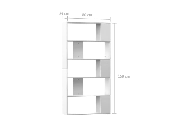 Bokhylla/Rumsavdelare högglans vit 80x24x159 cm - Vit - Bokhylla